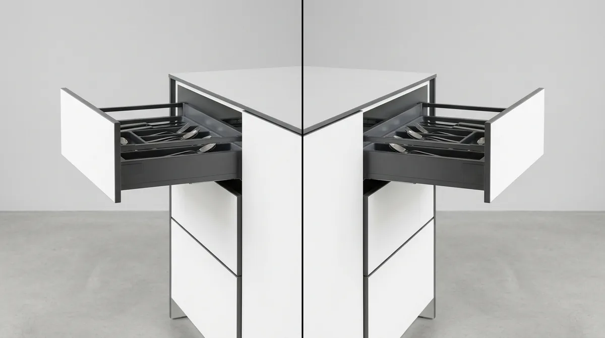 Side by side comparison of Blum and Hettich steel drawer systems